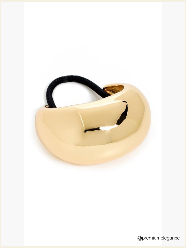 Geometric Gold Cuff Bracelet, Glossy Pony Hair, Delicate Design